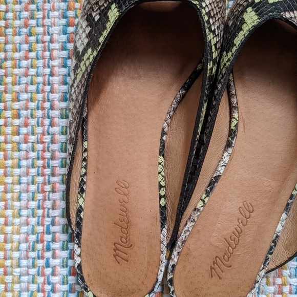 Madewell The Erica Square Peep Toe Mule in Snake Embossed Leather Size 8.5 - Picture 3 of 5